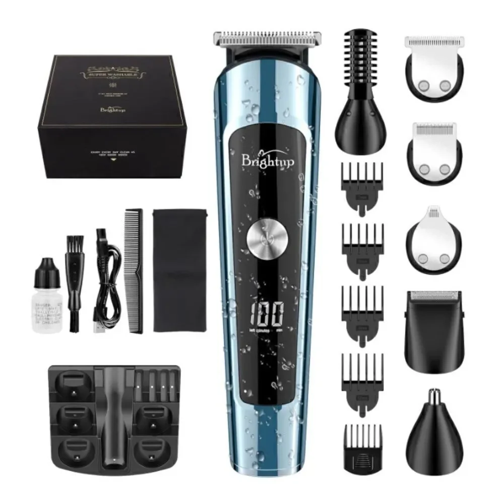 Brightup Beard Trimmer for Men, IPX7 Waterproof Mens Grooming Kit Cordless